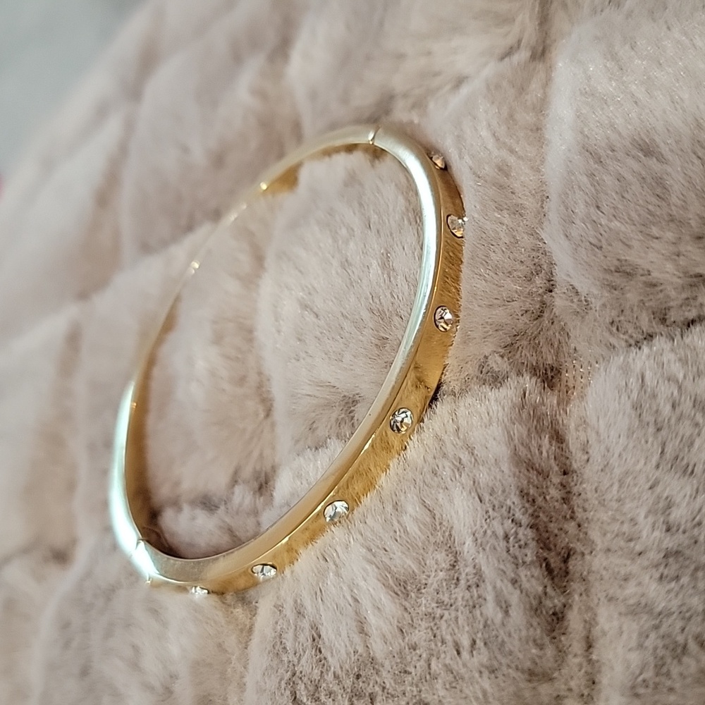 Kate Spade Gold Set In Stone Hinged Bangle - Picture 3 of 4